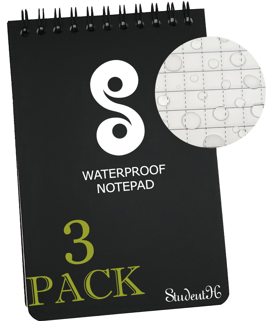 (3 Pack) Waterproof Notepad - 4" x 6" All Weather Top-Spiral Notebook