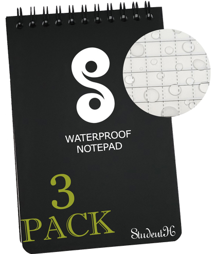 (3 Pack) Waterproof Notepad - 4" x 6" All Weather Top-Spiral Notebook