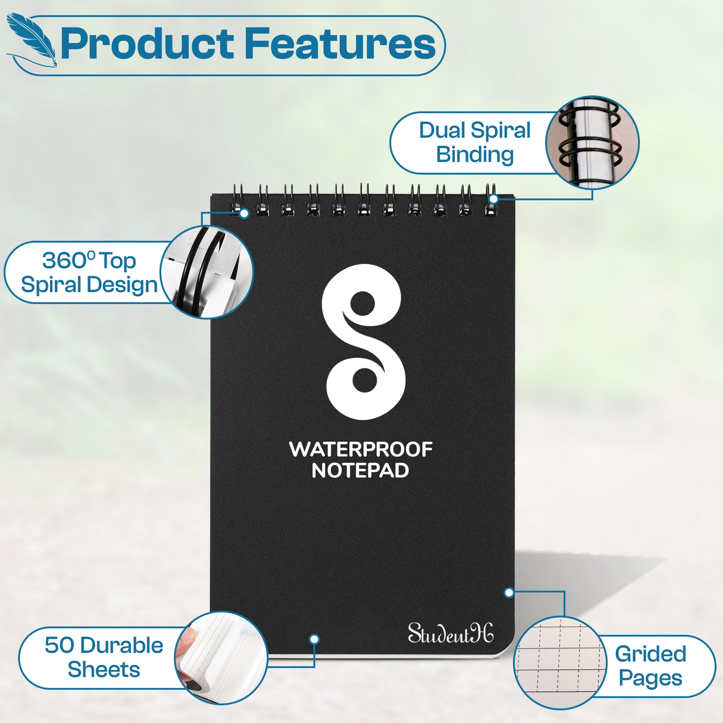 Waterproof Notepad - 4" x 6" All Weather Top-Spiral Notebook